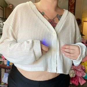 White cropped cardigan